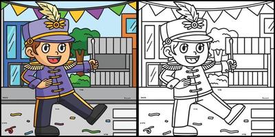 ilustração para colorir de banda mardi gras boy vetor
