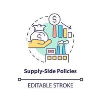 ícone do conceito de políticas do lado da oferta. eficiência da economia. controlando a ilustração de linha fina de idéia abstrata de inflação. desenho de contorno isolado. traço editável. vetor