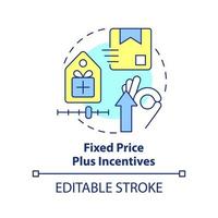 preço fixo mais ícone do conceito de incentivos. tipo de contrato comum idéia abstrata ilustração de linha fina. estratégia ganha-ganha. desenho de contorno isolado. traço editável. vetor