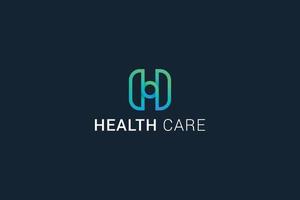 letra h 3d gradiente azul moderno logotipo de cuidados de saúde vetor