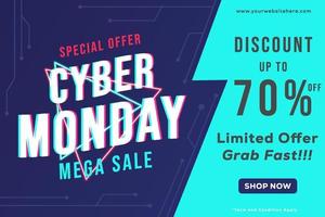 promoção de banner horizontal cyber segunda-feira vetor