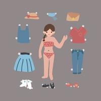 coleção de roupas de menina vetor