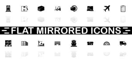 ícones de carga - símbolo preto sobre fundo branco. ilustração simples. ícone de vetor plana. sombra de reflexão do espelho. pode ser usado no projeto de logotipo, web, mobile e ui ux.