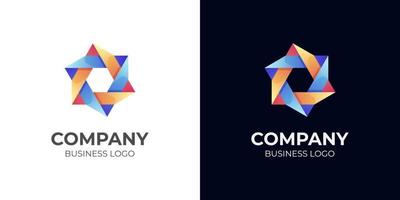 design de logotipo de triângulo hexágono abstrato conceito de design infinito em loop, design de logotipo gradiente de cores geométricas para símbolo infinito de tecnologia de negócios corporativos de néon vetor