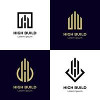 coleção de designs de logotipo de construção elegante. construção do logotipo da cidade com estilo de arte de linha. construção de logotipos imobiliários e de construção vetor