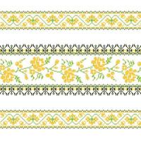 conjunto de padrão de ornamento étnico com flor de ponto cruz vetor