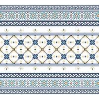 conjunto de padrão de ornamento étnico em cores azuis vetor