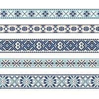 conjunto de padrão de ornamento étnico nas cores azuis e marrons vetor