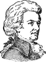 wolfgang amadeus mozart, ilustração vintage vetor