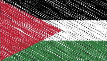 fechar a bandeira nacional da Palestina com ilustração vetorial de efeito rabisco vetor