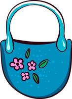 bolsa floral azul, ilustração, vetor em fundo branco