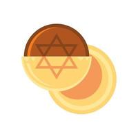 ícone de hanukkah de moedas judaicas vetor