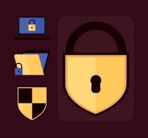 conjunto de ícones, segurança cibernética vetor