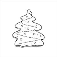 árvore de natal de gengibre de natal desenhada à mão. ilustração vetorial de rabiscos vetor