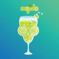 design de ilustração de crânio de mojito vetor