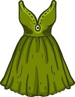 vestido verde pequeno, ilustração, vetor em fundo branco.