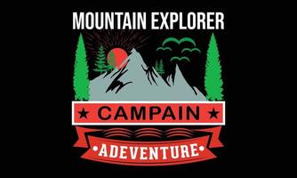 ilustração vetorial de tipografia de aventura de explorador de montanha e design colorido. vetor