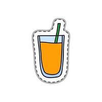 adesivo de doodle com suco em vidro. vetor