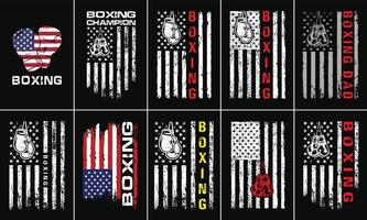 pacote de design de boxe com bandeira americana vetor