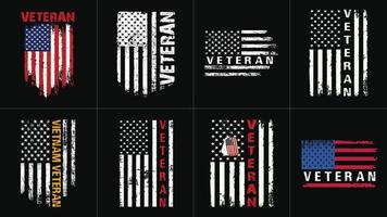 pacote de design veterano da bandeira americana vetor
