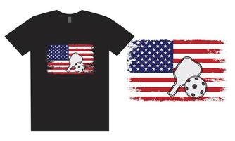 design de camiseta de pickleball de bandeira americana vetor