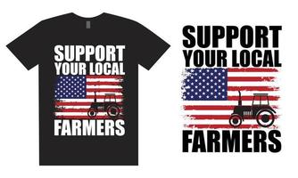 apoie seu design de camiseta de agricultores locais vetor