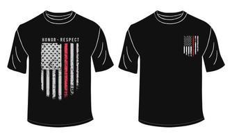 design de camiseta de bombeiro americano vetor