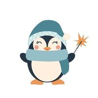 ilustração dos desenhos animados de pinguim com diamante. personagem de natal. inverno 2023 vetor