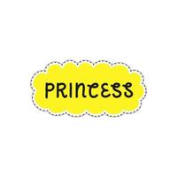 adesivo de doodle com princesa de texto. vetor