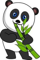 panda comendo bambu, ilustração, vetor em fundo branco.