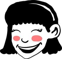 menina sorridente, ilustração, vetor em fundo branco.