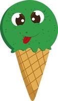 um sorvete verde feliz, ilustração vetorial ou colorida. vetor