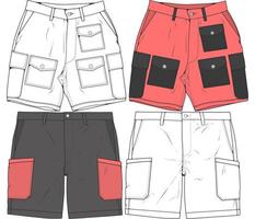 calças curtas desenho vetorial, calças curtas em um estilo de desenho, modelo de treinadores, ilustração vetorial. vetor