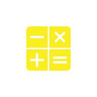 eps10 calculadora eletrônica de vetor amarelo ou ícone de arte sólida matemática isolado no fundo branco. símbolos matemáticos em um estilo moderno simples e moderno para o design do seu site, logotipo e aplicativo móvel