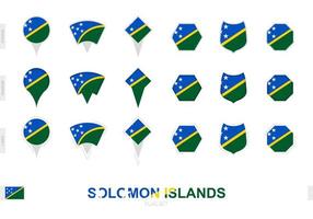 coleção da bandeira das ilhas salomão em diferentes formas e com três efeitos diferentes. vetor