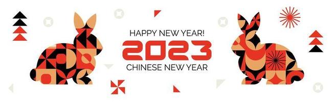 banner com ano novo chinês 2023. o ano do coelho. zodíaco asiático. cartaz para o site vetor