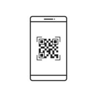 verificação de código qr no ícone do smartphone. modelo qrcode para aplicativo móvel. quadro, tag, código qr modelo para pagamento no telefone. ilustração de linha vetorial