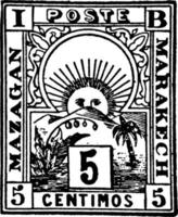 selo de 5 centimos de Marrocos, 1892, ilustração vintage vetor