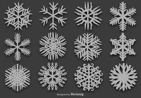Desenhado mão Snowflakes Set - Vector