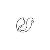 inspiração de vetor de ícone de logotipo de esquilo minimalista monoline, modelo de design de logotipo de esquilo de linha elegante vetor moderno, ilustração em vetor de logotipo de esquilo