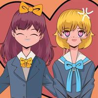 personagens de casal de anime meninas 5374248 Vetor no Vecteezy