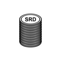 moeda do suriname, srd, símbolo do ícone de dinheiro do suriname. ilustração vetorial vetor