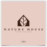 natureza folha casa logotipo modelo elegante premium vetor eps 10