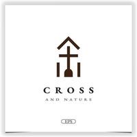 natureza igreja design de logotipo de casa cristã modelo elegante premium vetor eps 10