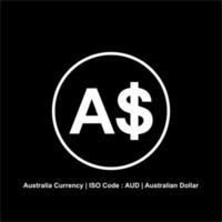 moeda da austrália, aud, símbolo do ícone do dólar australiano. ilustração vetorial vetor