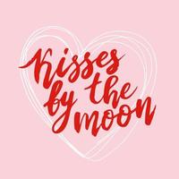 beijos de letras desenhadas à mão pela lua vetor