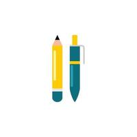 ícone plano de lápis e caneta - de volta à ilustração vetorial de ícone de escola - isolado vetor