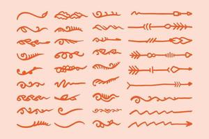 conjunto de vetores de arte de ilustração de folha de setas desenhadas à mão