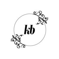 inicial kb logotipo monograma letra elegância feminina vetor