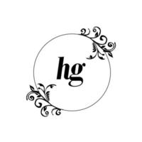 inicial hg logotipo monograma letra elegância feminina vetor